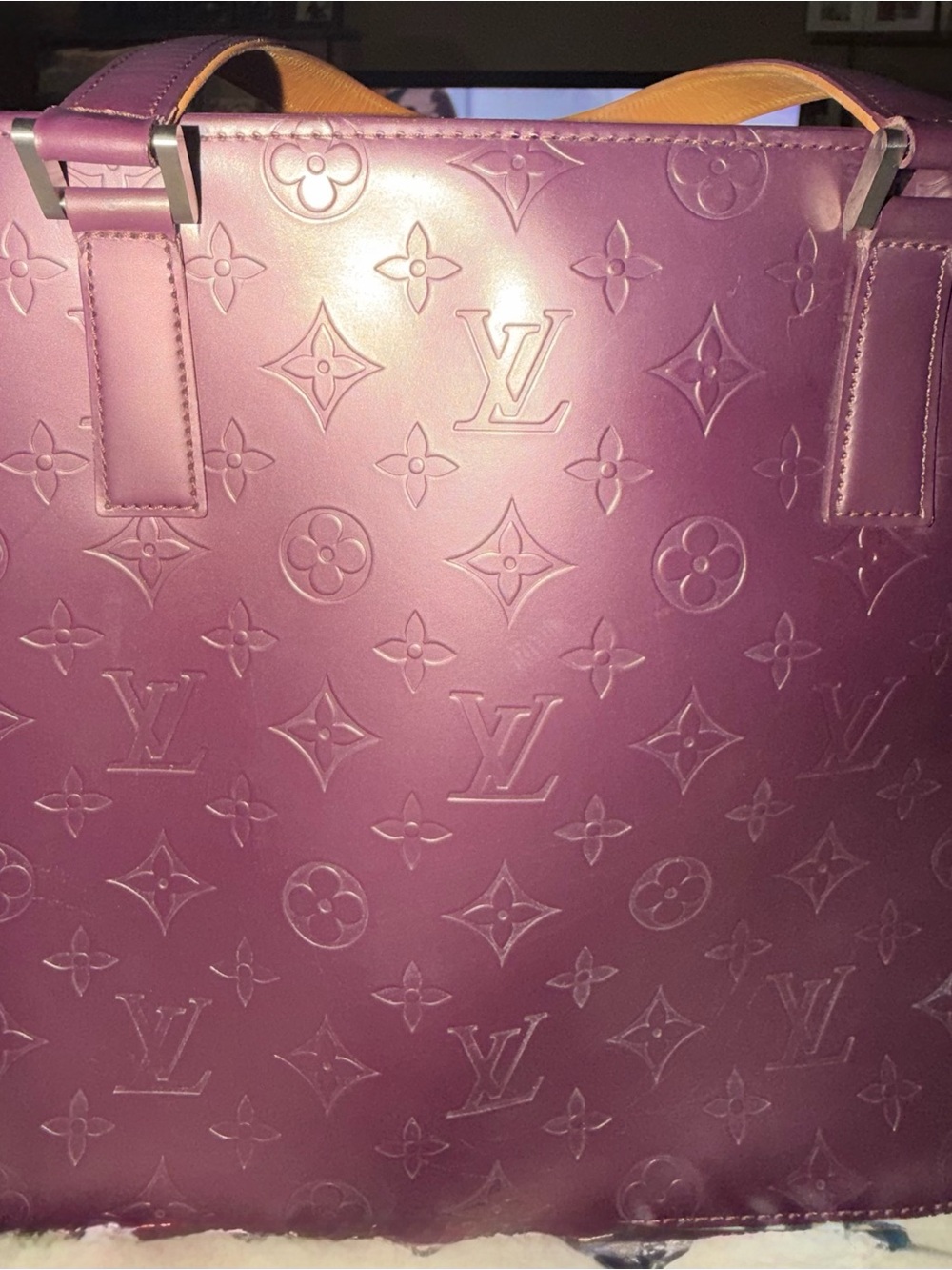 Rare Louis Vuitton Purple/Plum Monogram Leather Tote / Shoulder Bag